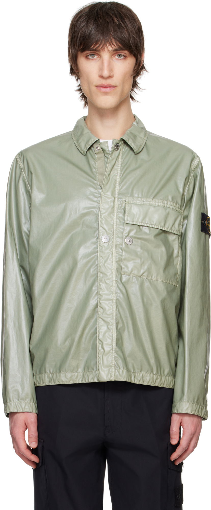 Košulja Stone Island Stone Island Mussola Gommata-TC Overshirt Zelena | K1S15 1200001 S0022