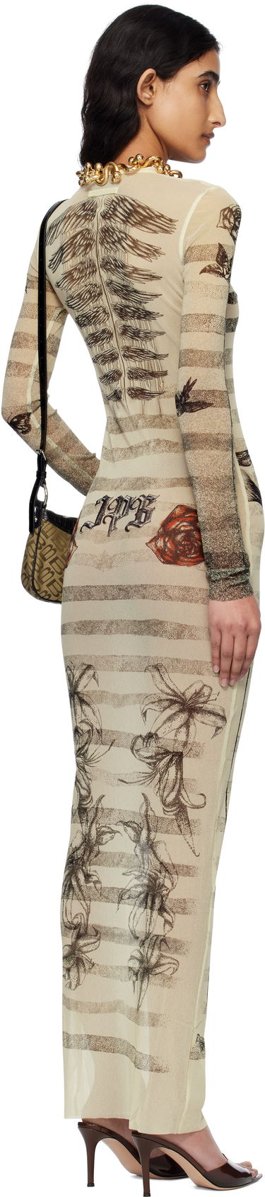 Haljina Jean Paul Gaultier Jean Paul Gaultier Tattoo Marinière Maxi Dress Bež | 25/34-F-RO396-T585-030030, 2