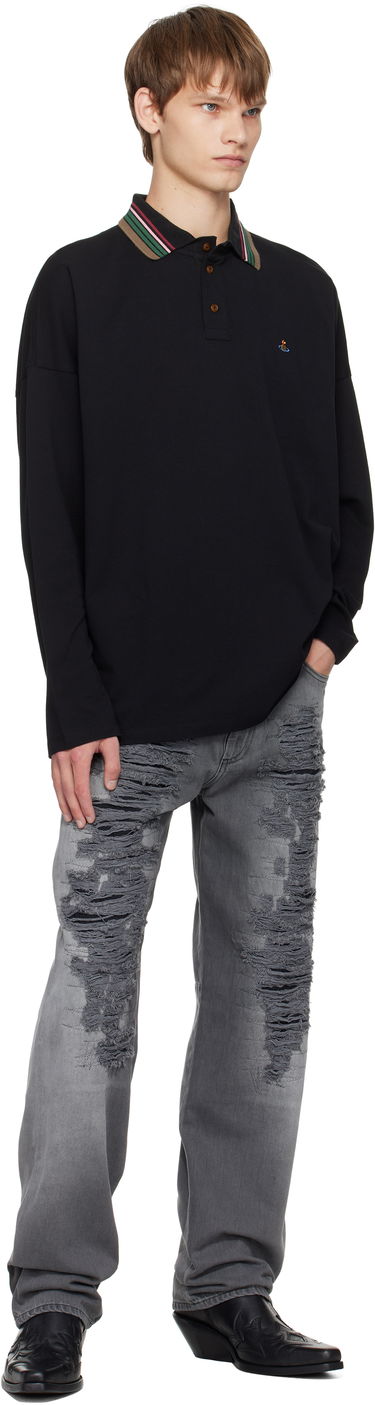 Polo majica Vivienne Westwood Vivienne Westwood Oversized Long Sleeve Polo Crna | 2H01000Q-J0009-, 3