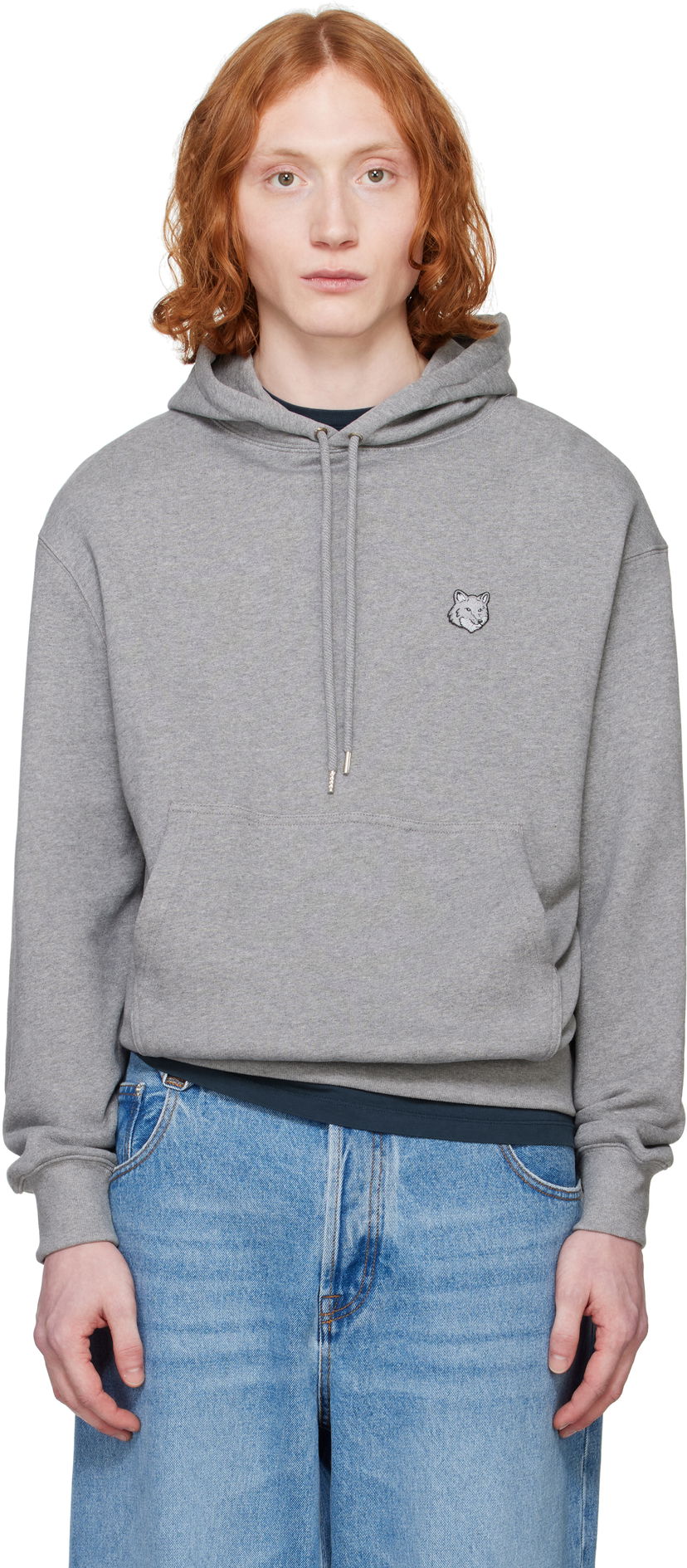 Dukserice MAISON KITSUNÉ Maison Kitsuné Comfort Hoodie with Fox Head Patch Siva | MM00713KM0321