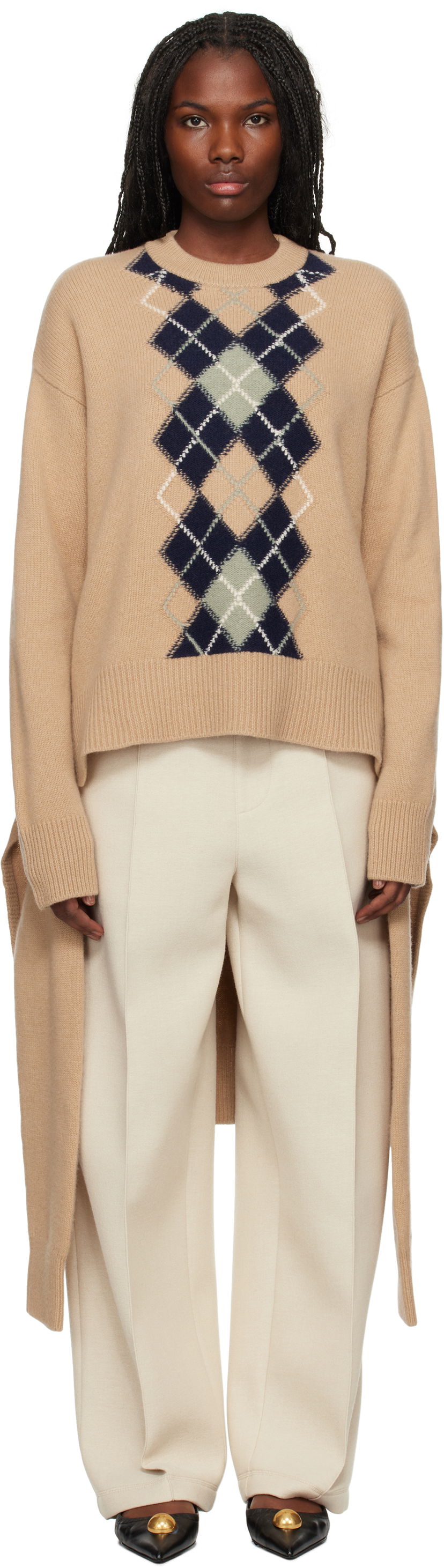 Džemper AMI Argyle Double Sweater Bež | UKS044.KN0057