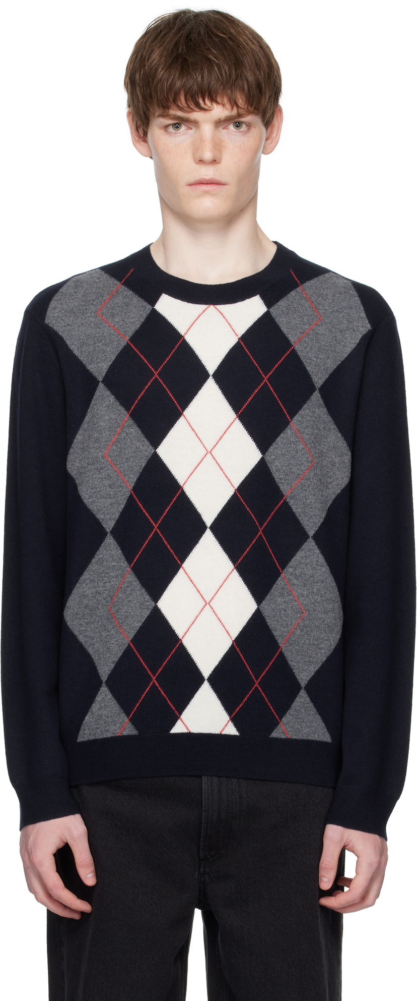 Džemper A.P.C. A.P.C. Evan Argyle Sweater Tamnoplava | WVBDR-H23419