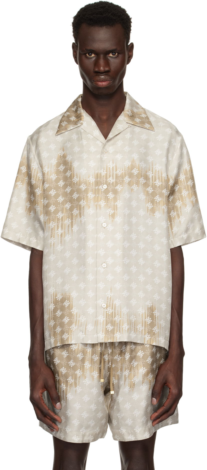Košulja AMIRI Amiri MA Quad Bleached Camp Shirt Bež | AMSTCA1110