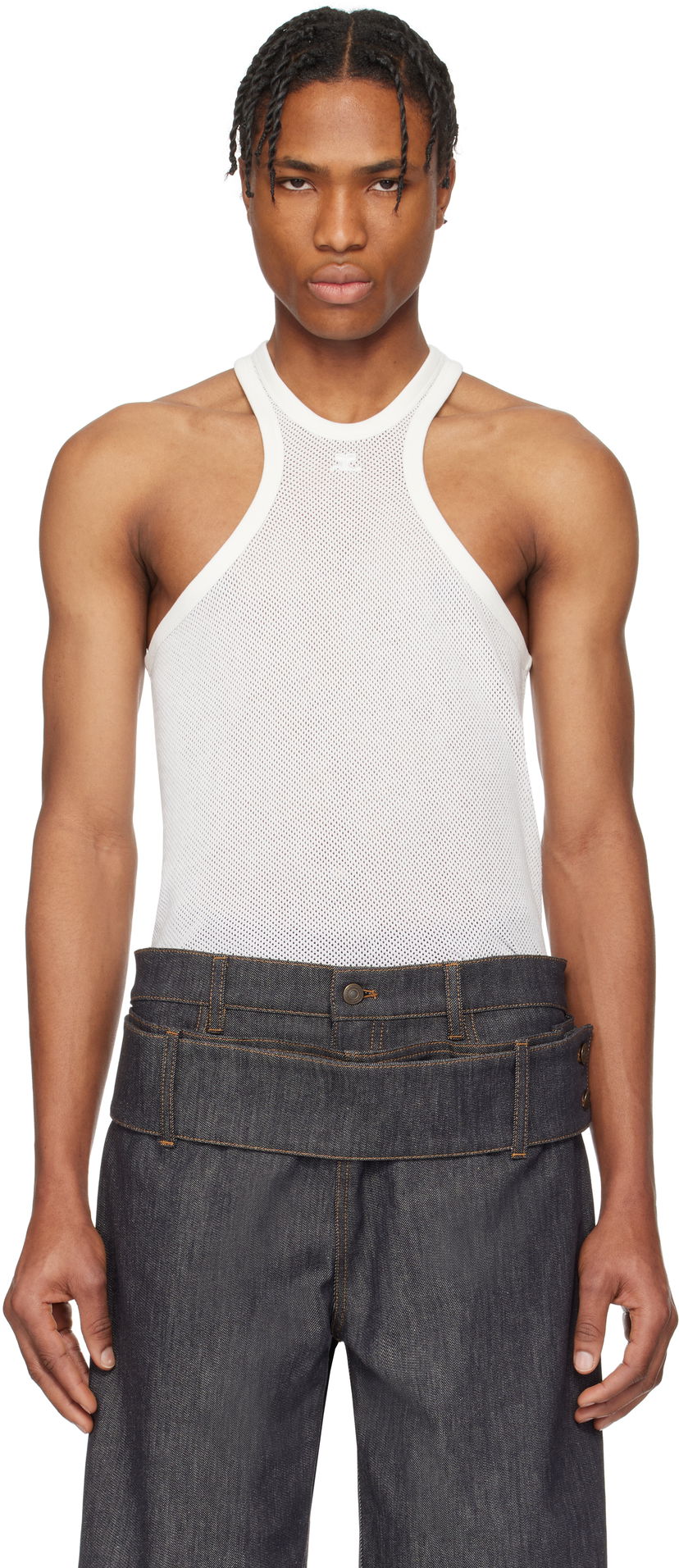 Majica bez rukava Courrèges Courrèges Scuba Mesh Tank Top Bijela | 125JDE095JS0069