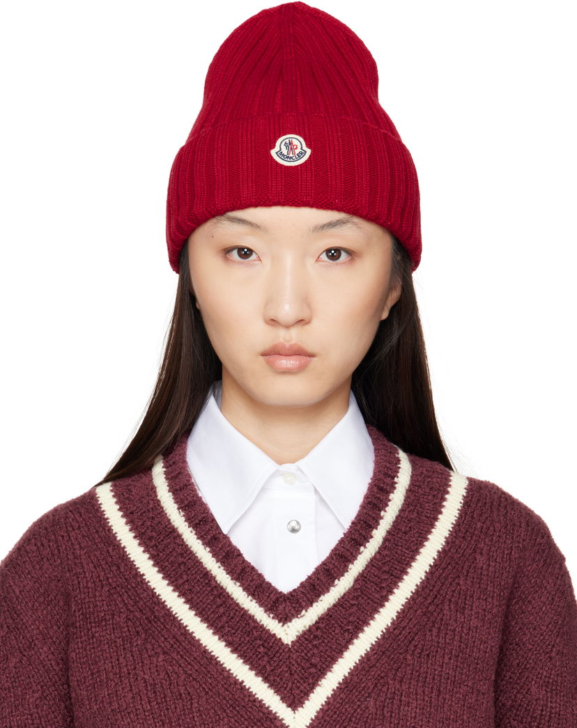 Kapica Moncler Moncler Wool Ribbed Beanie Crvena | K20933B00036A9327