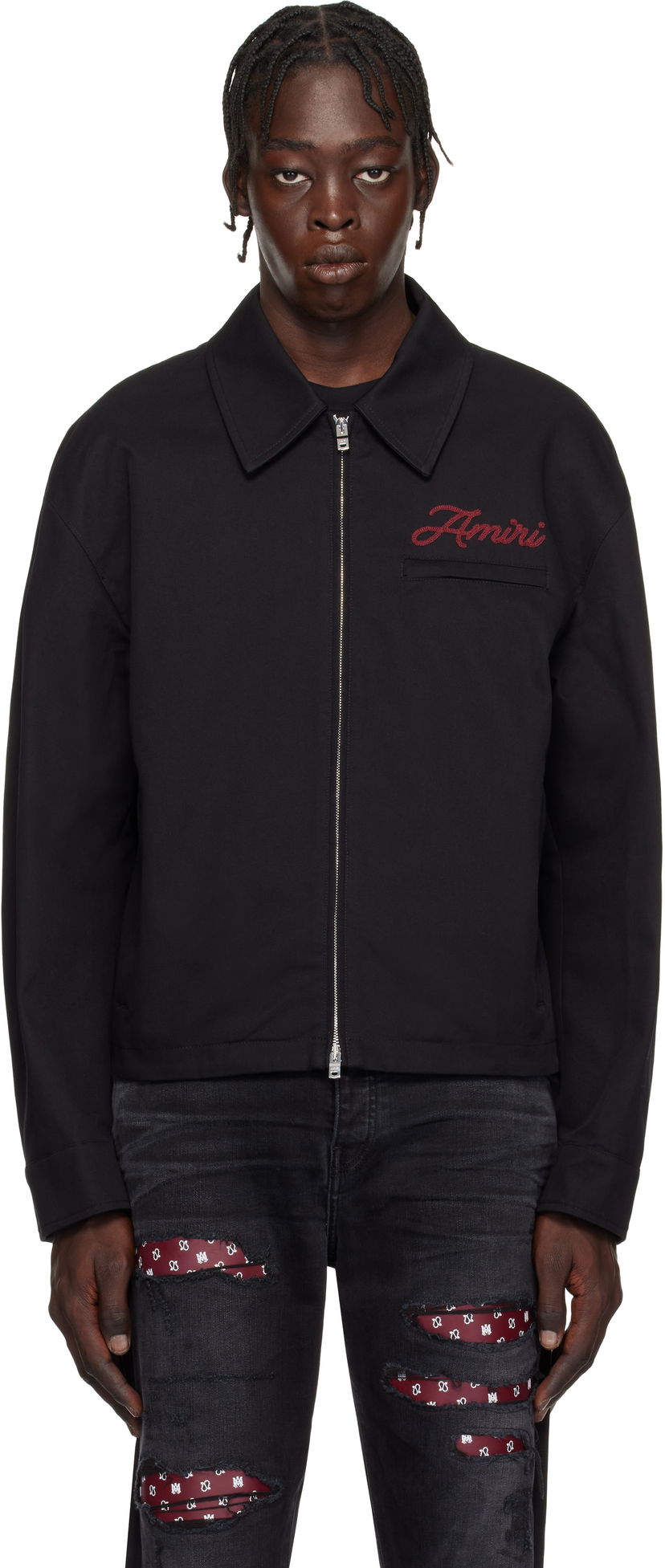 Jakna AMIRI Script Logo Zip Jacket Crna | AMOUBN1059