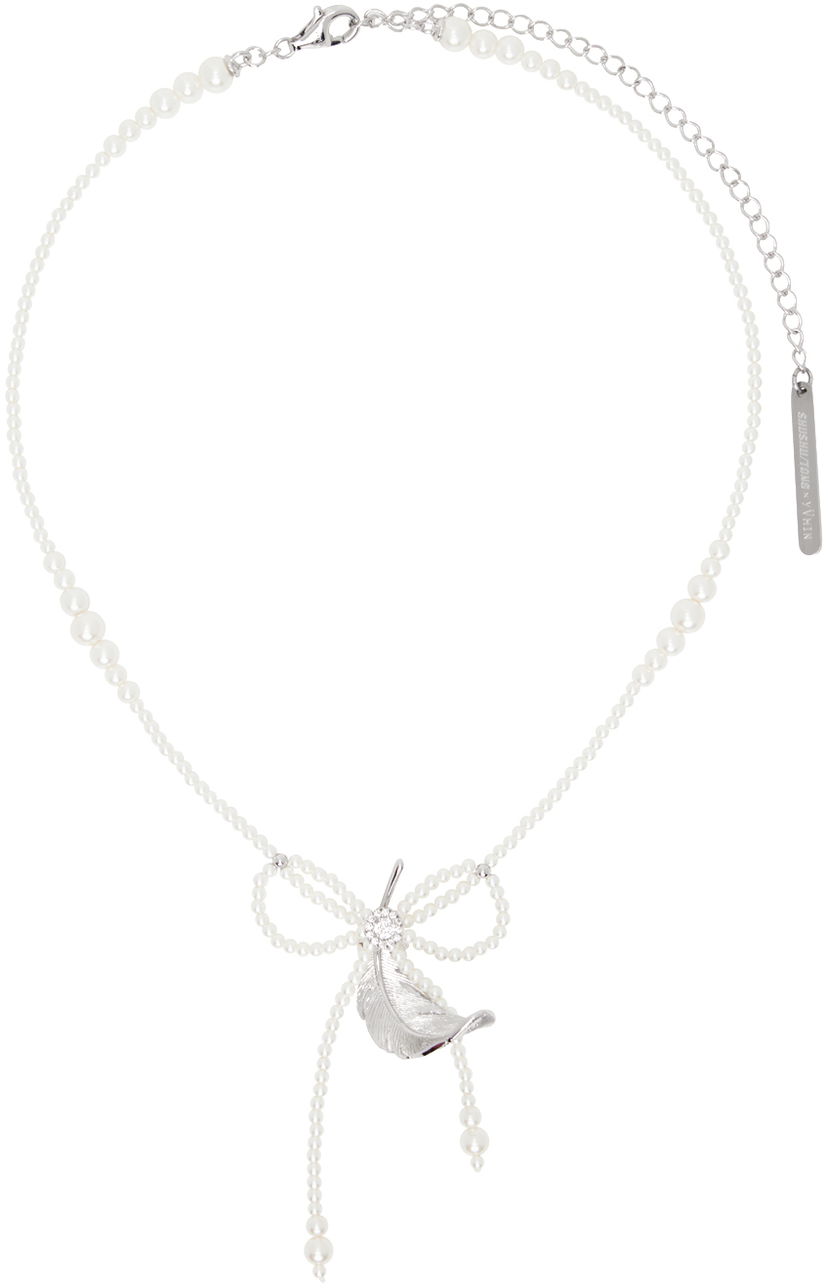 Ogrlica SHUSHU/TONG YVMIN Edition Pearl Tassel Feather Necklace Bijela | 24829SLV00NN