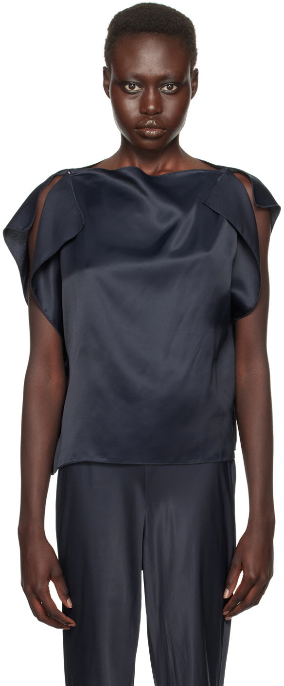 Majica bez rukava Baserange Baserange Clavo Satin Blouse Tamnoplava | TOCLA-VI-WI24