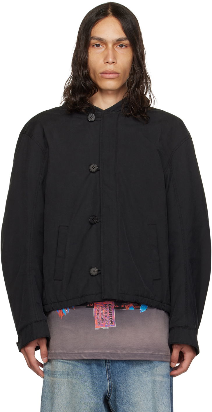 Bomber jakna We11done Sortie Buttoned Neckline Jacket Crna | WD-JK3-23-052-U-BK