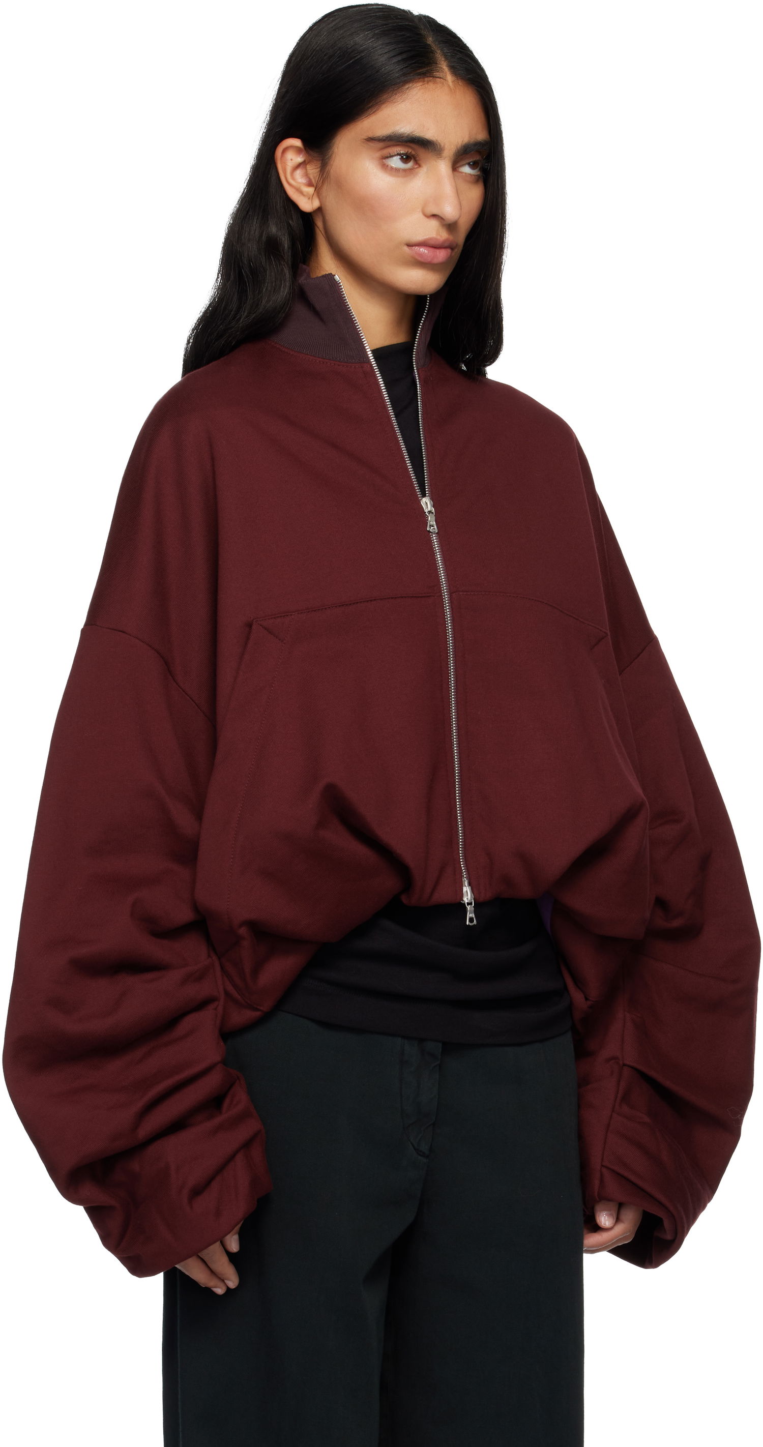 Jakna Dries Van Noten Dries Van Noten Draped Jersey Track Jacket Tamnocrvena | 252-011129-2611, 1
