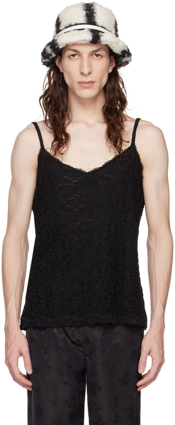 Majica bez rukava Anna Sui Floral Lace Tank Top Crna | M1023J21