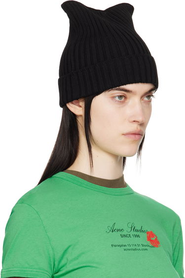 Kapica Acne Studios Acne Studios Ribbed Square Beanie Crna | C40396-, 1