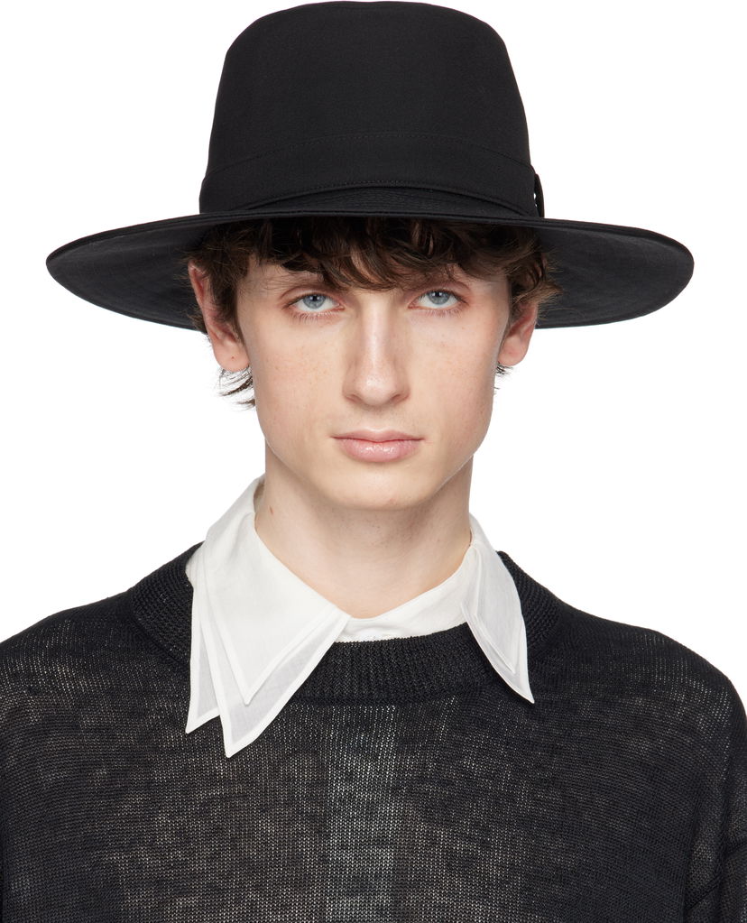 Šešir Yohji Yamamoto Yohji Yamamoto Wool Gabardine Wide Brim Hat Crna | HP-H08-100