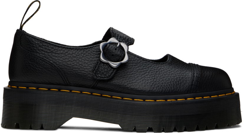 Odjeća Dr. Martens Dr. Martens Addina Flower Buckle Leather Platform Oxfords Crna | 27644001