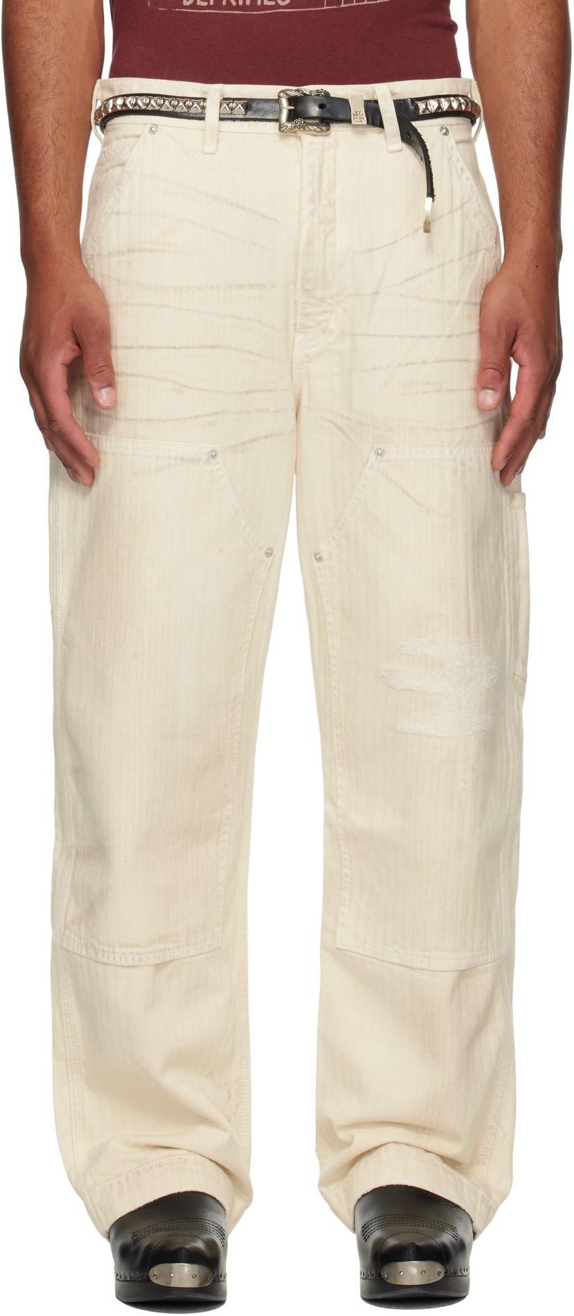 Hlače Enfants Riches Déprimés Enfants Riches Déprimés Double Knee Paint Denim Trousers Bijela | 050-409