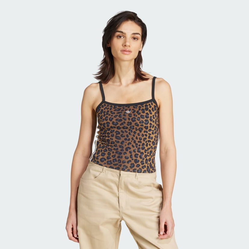 Majica bez rukava adidas Performance Leopard Print Tank Top Smeđa | JW7310