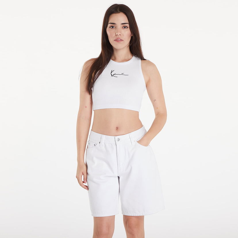 Majica bez rukava Karl Kani Top Small Signature Essential Racer Rib Top White Bijela | KW-TP011-002-01