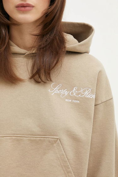 Dukserice Sporty & Rich Sporty & Rich Vendome Script Embroidered Cropped Hoodie Bež | ST074516232GY15, 3