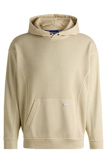 Dukserice BOSS Vintage Eyelet Cotton-Terry Hoodie Bež | 50538681
