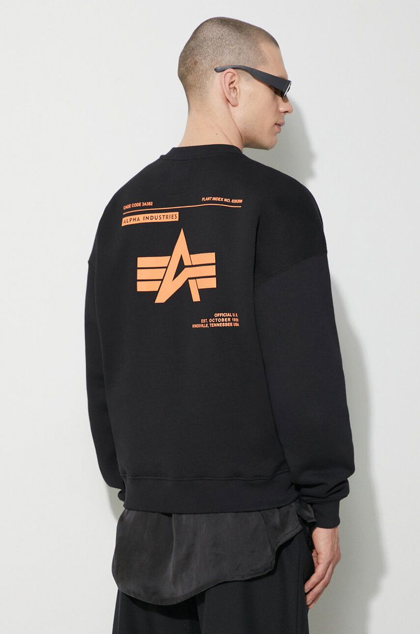 Dukserice Alpha Industries Logo Print Sweatshirt Crna | 146304
