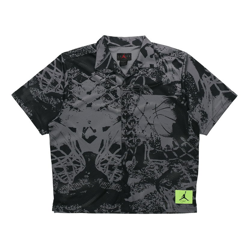 Košulja Jordan Jordan Flight Knitted Printed Wide Loose Basketball Short Sleeve Shirt Crna | CZ4736-010