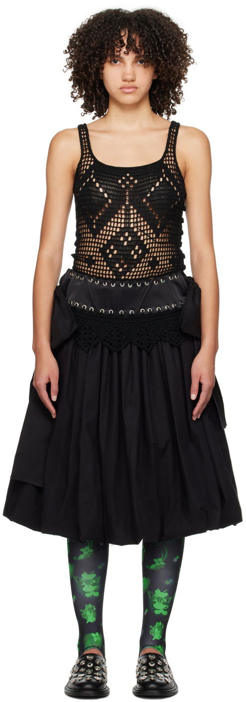 Haljina Chopova Lowena Gentry Crochet Detail Bubble Midi Dress Crna | 1317