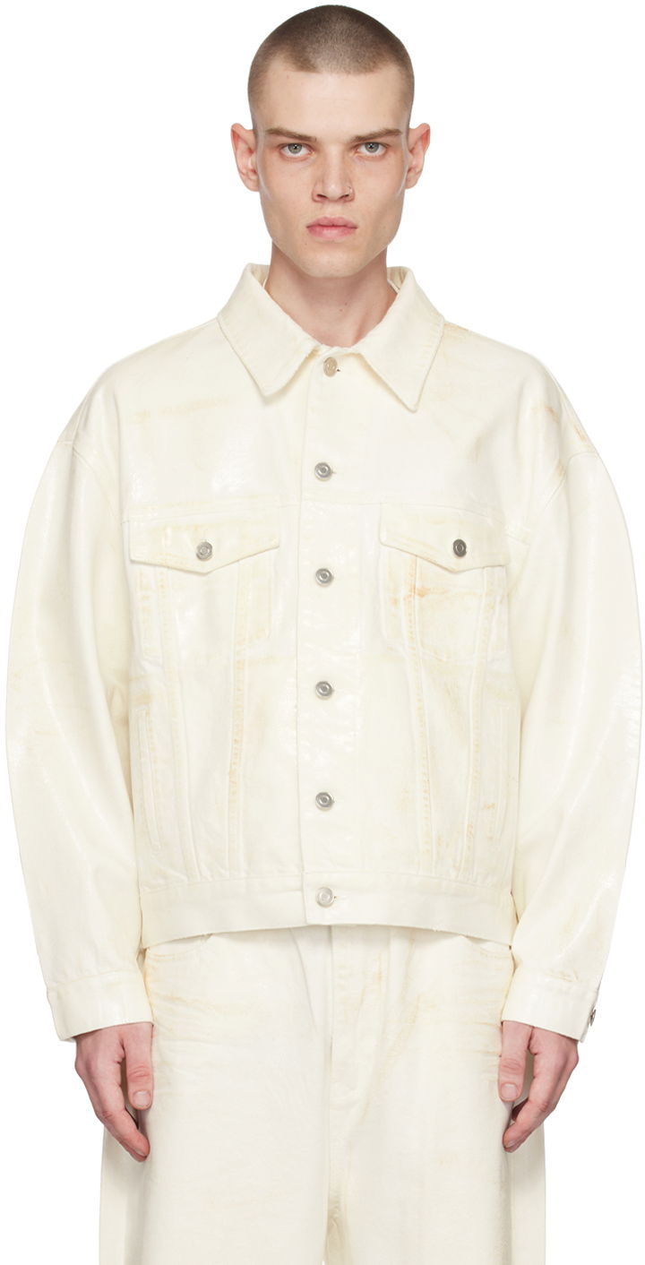 Jakna We11done We11done Foil Coated Trucker Jacket Bijela | WD-DJ1-23-318-U-WH