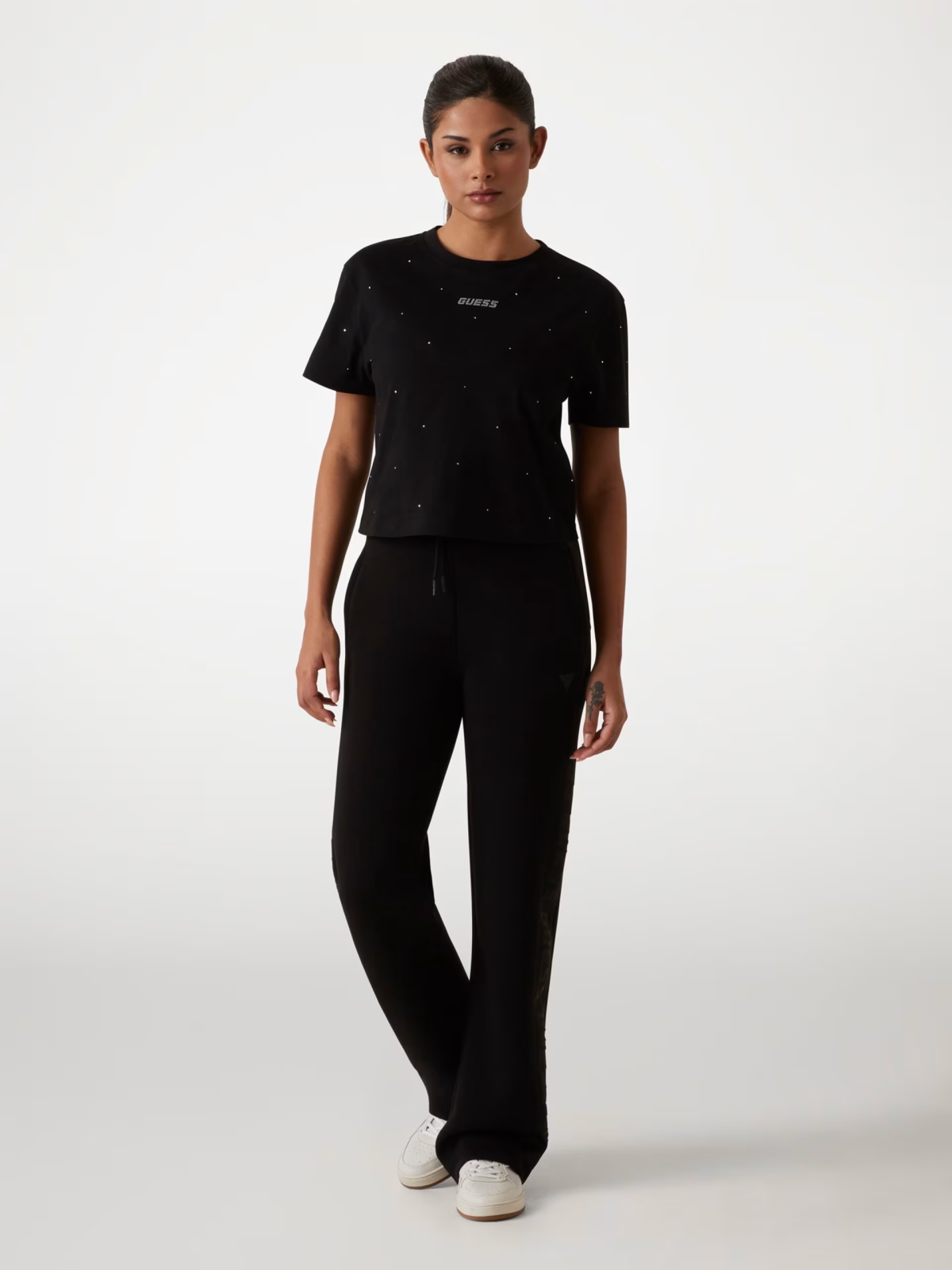 Majica kratkih rukava GUESS Guess Primula Rhinestone Boxy T-Shirt Crna | V5GI00I3Z14-JBLK, 1