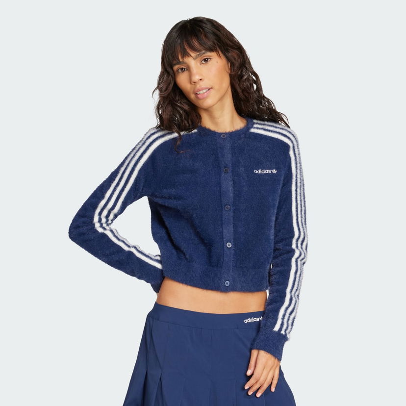 Džemper adidas Performance Fuzzy Cropped Cardigan Plava | JW3644