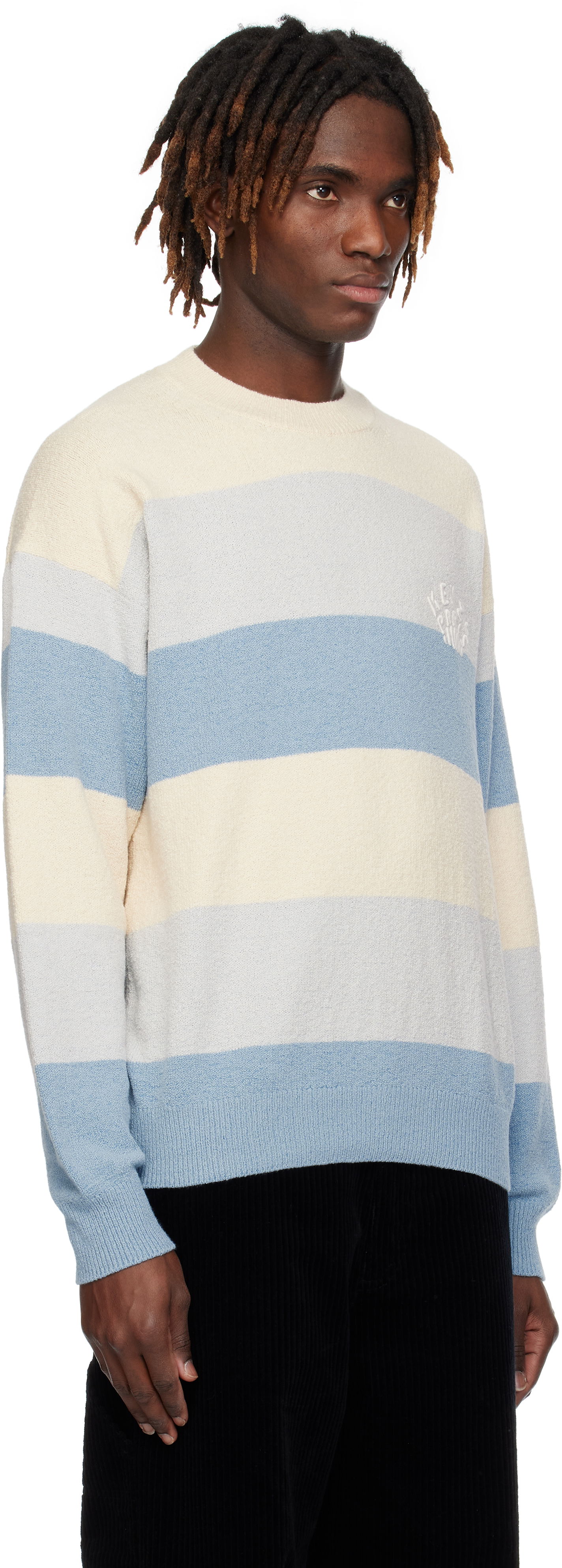 Džemper KENZO Kenzo Paris Embroidered Striped Sweater Plava | FF55PU7063CC, 1