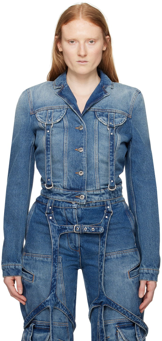 Jakna Off-White Blue Cargo Denim Jacket Plava | OWYE052C99DEN0014500