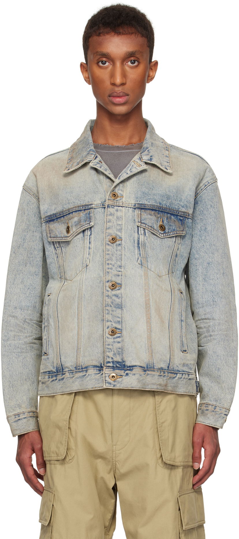 Jakna We11done We11done Washed Denim Jacket Plava | WD-DJ3-24-315-U-SK
