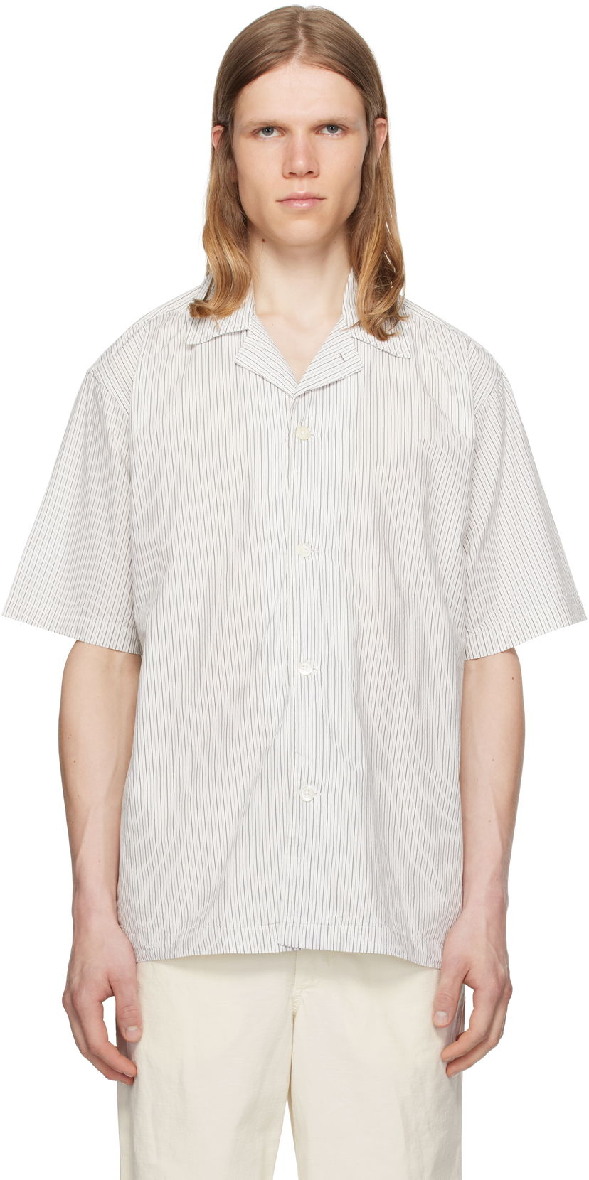 Košulja NORSE PROJECTS Norse Projects Mads Poplin Stripe Short Sleeve Shirt Bijela | N40-0831