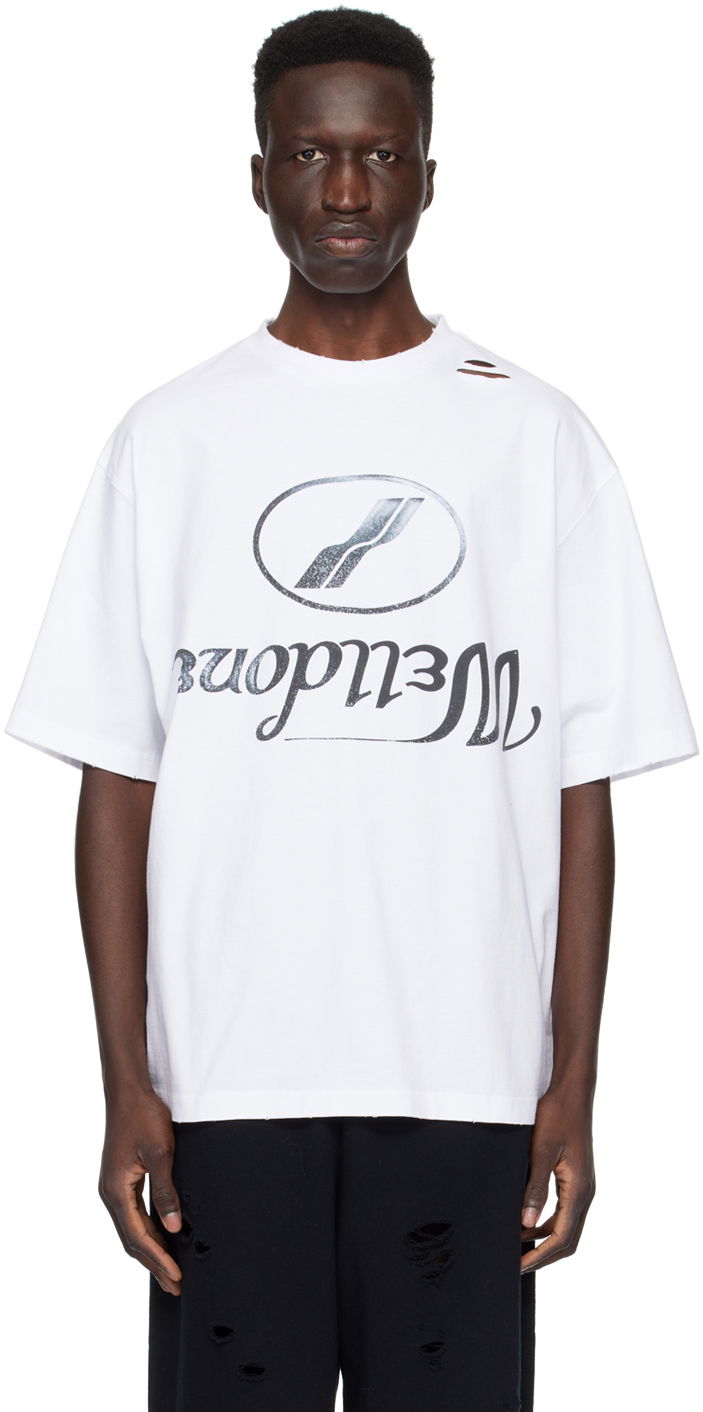 Majica kratkih rukava We11done Distressed Logo T-Shirt Bijela | WD-TT3-22-905-U-WH