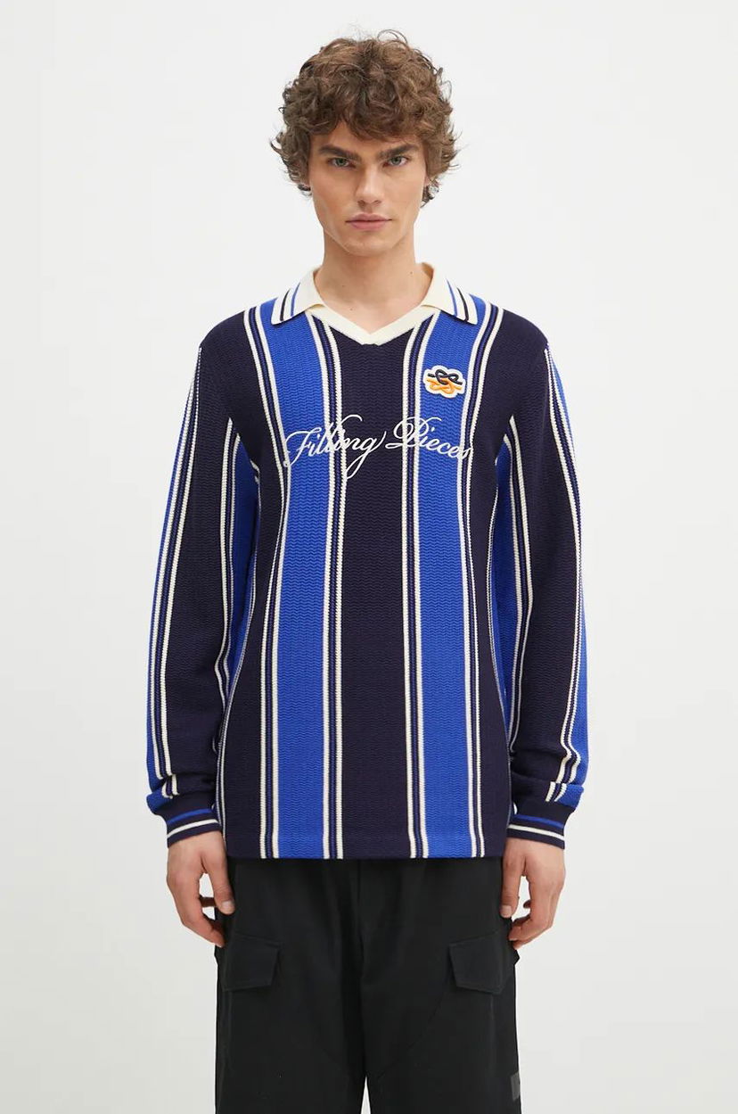 Džemper Filling Pieces Knit Football Jersey Sweater Plava | 91099041925