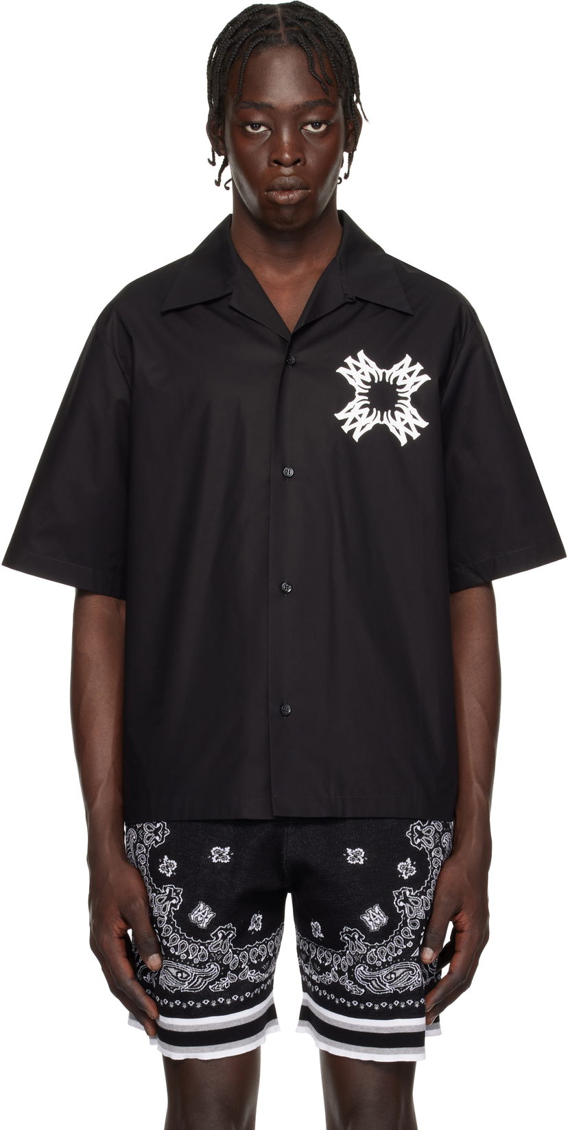 Košulja AMIRI Quad Logo Print Bowling Shirt Crna | AMSTCA1075