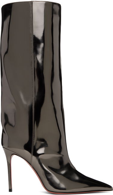 Tenisice i cipele Amina Muaddi Fiona 95 Metallic Leather Tall Boots Crna | FIONA BOOT 95, 0