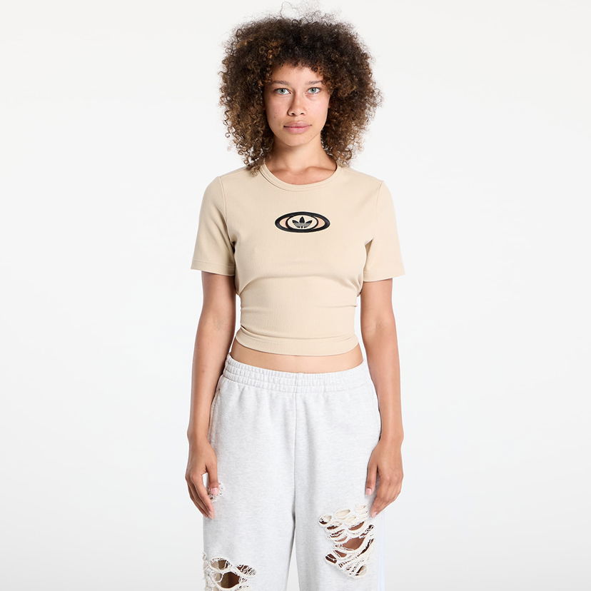 Crop top adidas Originals adidas Originals Campus 2000 Back Cut Out Rib Cropped T-Shirt Bež | KC8803