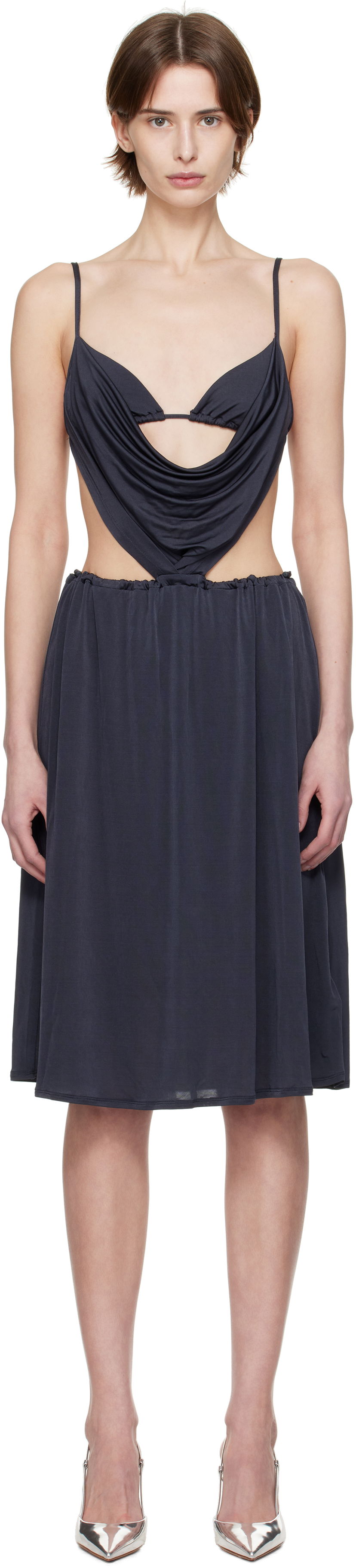Haljina Diesel Diesel D-Showomen Cowl Neck Midi Dress Tamnoplava | A17621 0QMAX