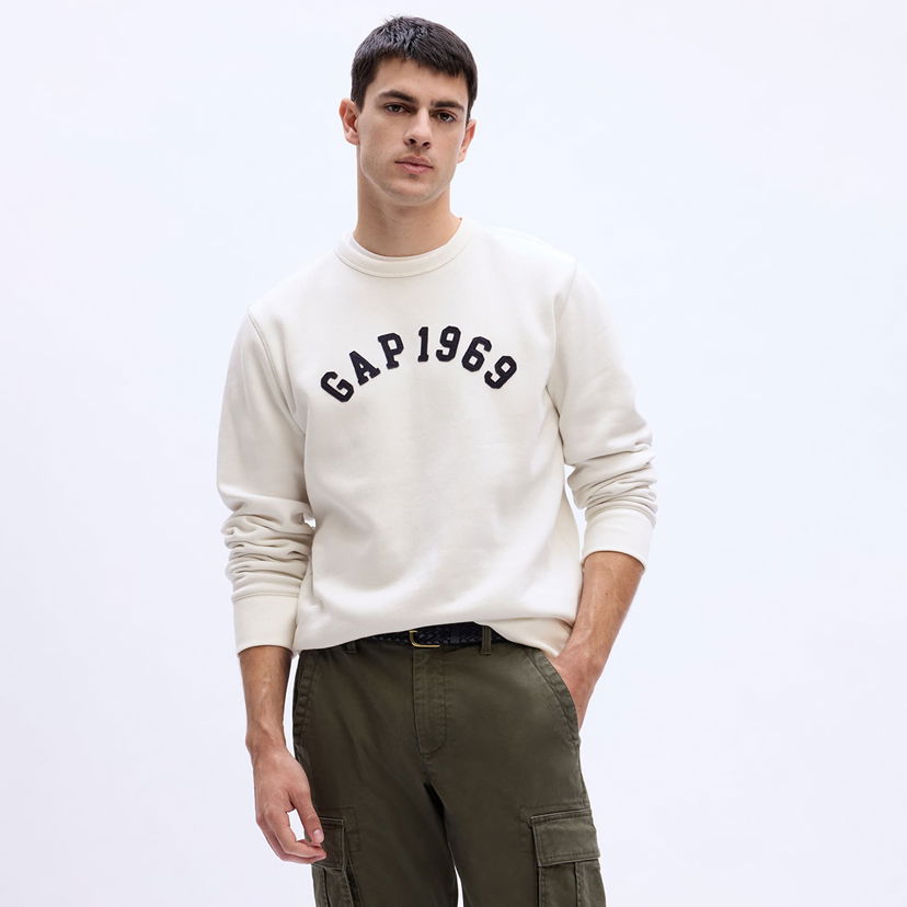 Dukserice GAP Crewneck Logo Sweatshirt Carls Stone Bež | 817079-02