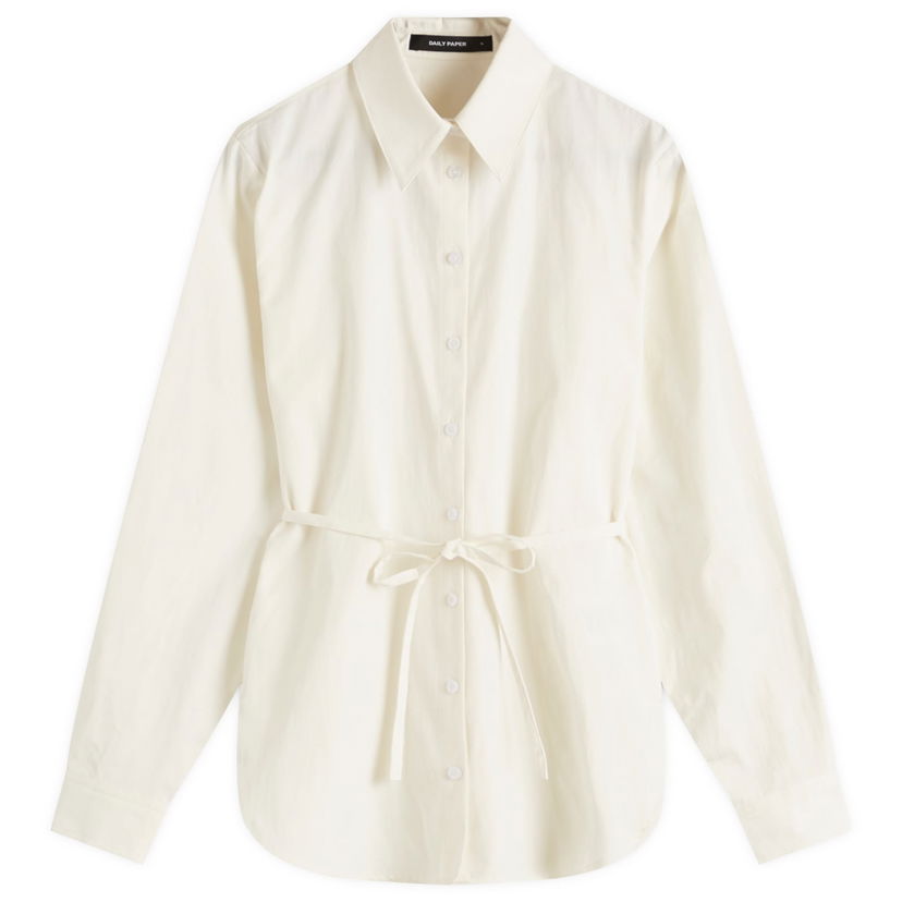 Košulja DAILY PAPER Daily Paper Women's Button-Up Shirt with Tie Waist, Size Large Bijela | 2511103