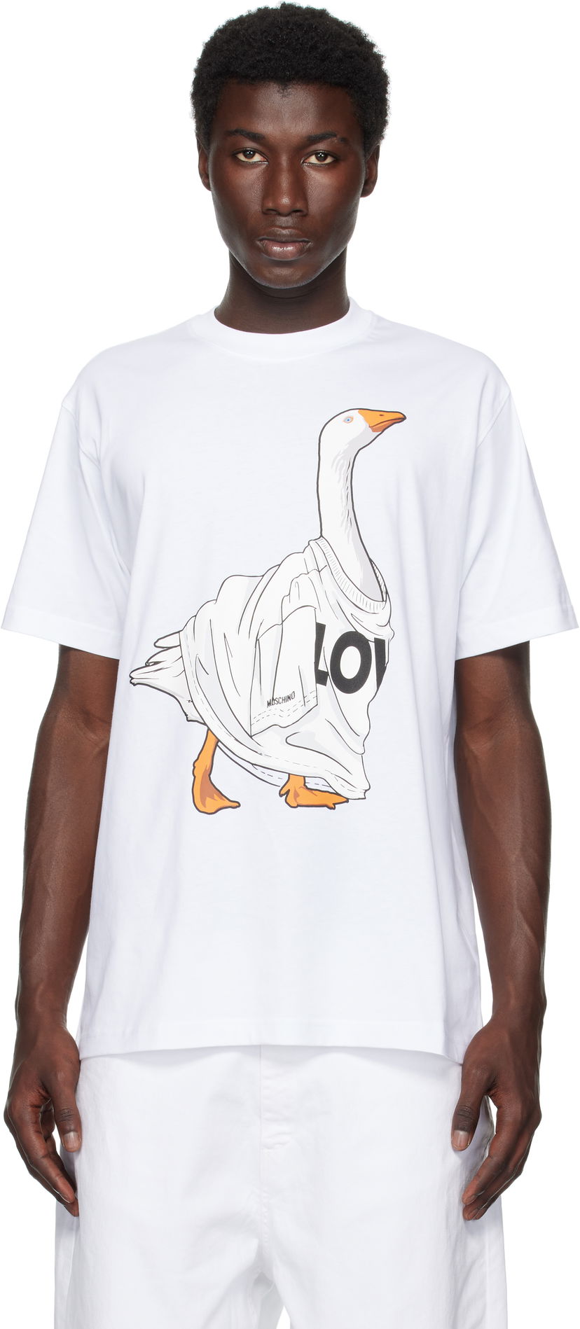 Majica kratkih rukava Moschino Moschino Goose Graphic Organic Cotton T-Shirt Bijela | 252ZZ071152411001