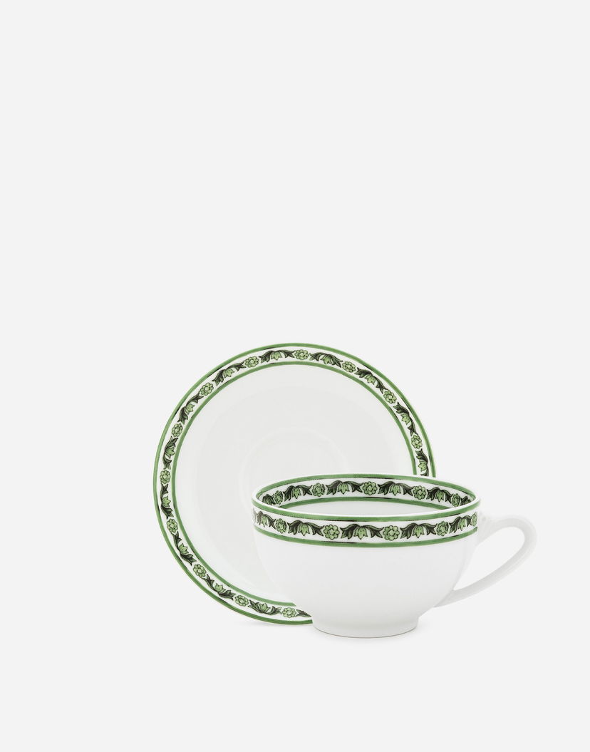 Home decor Dolce & Gabbana Porcelain Teacup And Saucer Set Zelena | TC0S13TCALIUV028