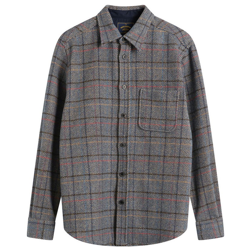 Košulja Portuguese Flannel Flannel Herringbone Plaid Overshirt Višebojno | AW25076-GRY