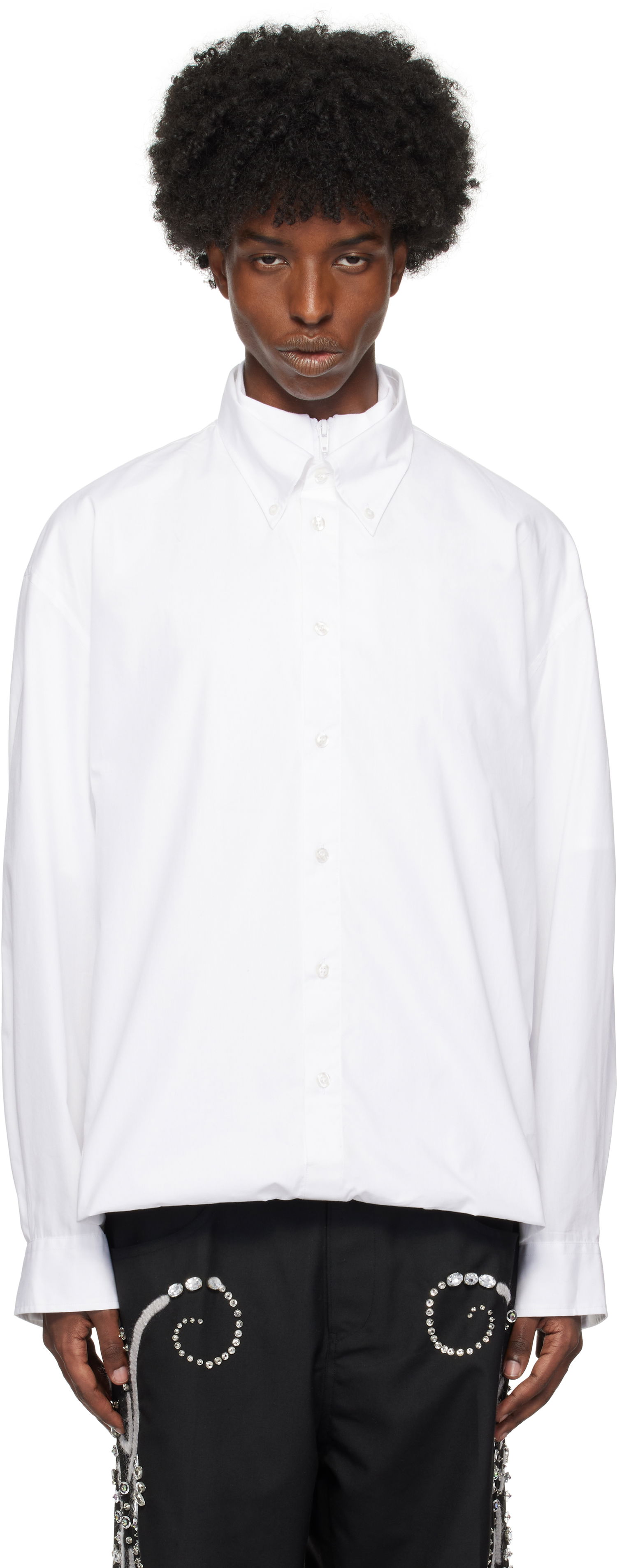 Košulja Bluemarble Double-Layered Foldover Long Sleeve Shirt Bijela | SH37 PO21B24 WHT, 0