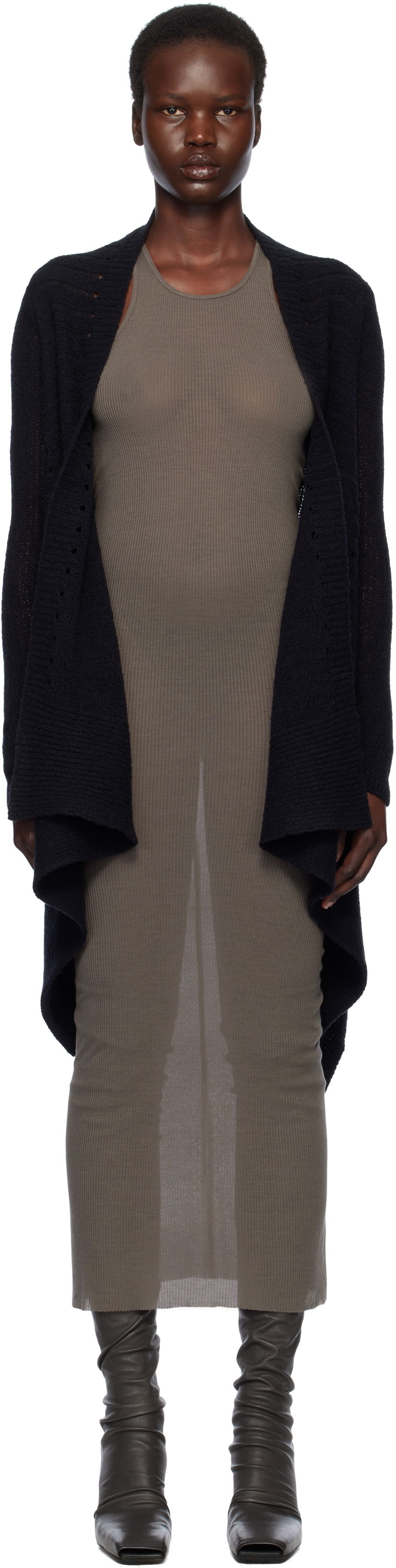 Džemper Rick Owens Rick Owens Hollywood Medium Wrap Cardigan Crna | RP01E7642 KGRID