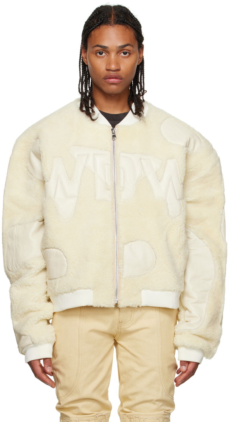 Bomber jakna Who Decides War 'WDW' Digi Shearling Bomber Jacket Bijela | AW23-LTR-002