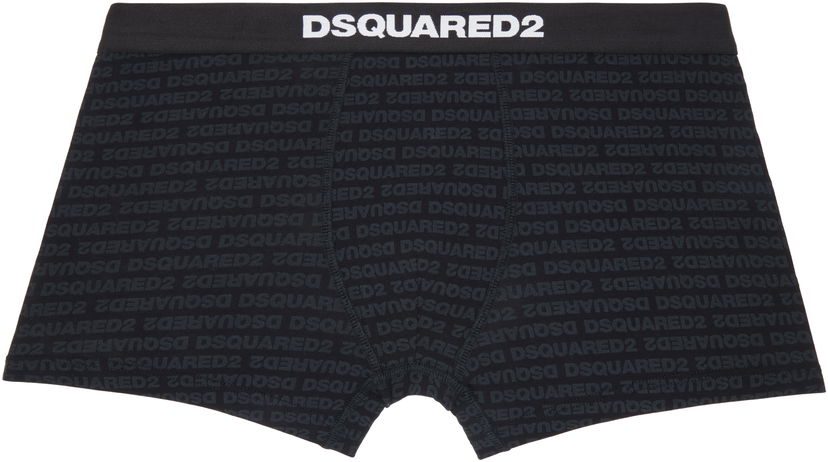 Bokserice DSQUARED2 Dsquared2 Printed-Logo Boxer Briefs Crna | D9LDC5510