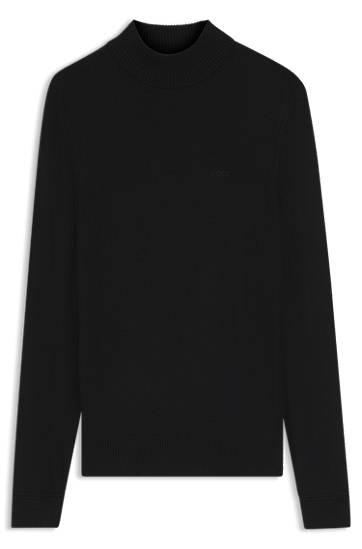 Džemper BOSS Wool-blend rollneck sweater with embroidered logo Crna | 50501761