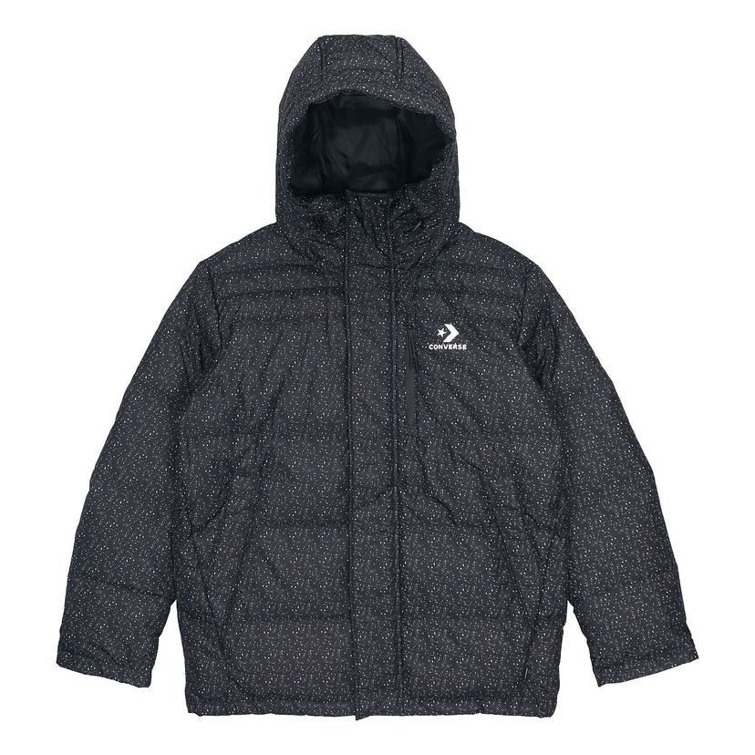Pernata jakna Converse All-Over-Print Down Fill Puffer Jacket Crna | 10019322-A02
